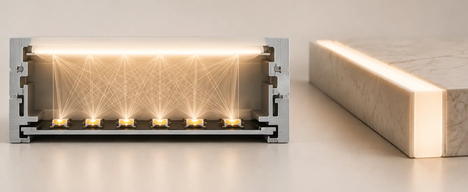 Illustration of optical layers within a linear lighting profile